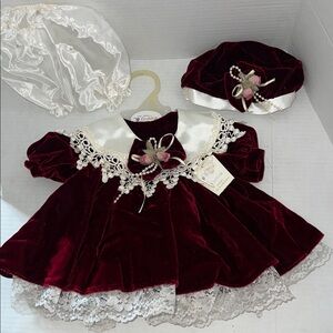 My Way Babies Doll Clothing Dress Hat Undies Velveteen Geppeddo